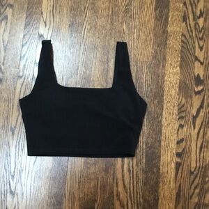 Simons Black Square-Neck Crop Top
